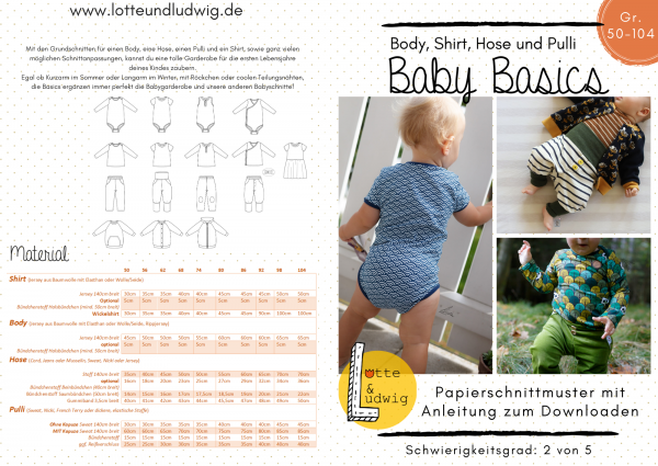 Lotte & Ludwig Papierschnittmuster Baby Basics